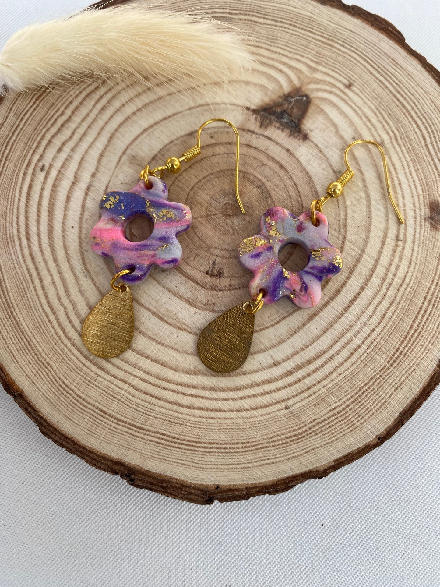 Boucles d’oreilles rose/violet