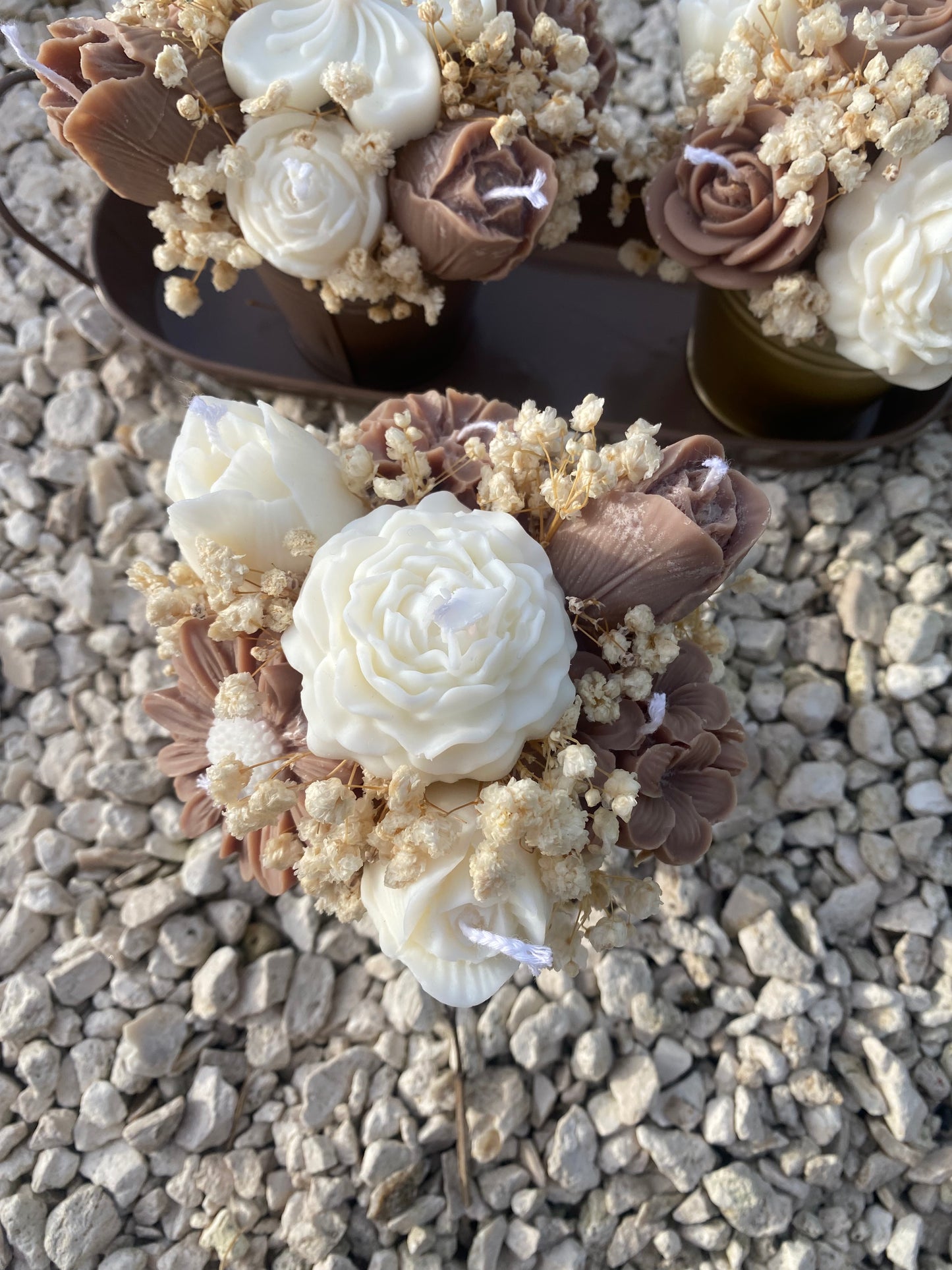 Ensemble de 3 bouquets de bougies parfum fleur de coton