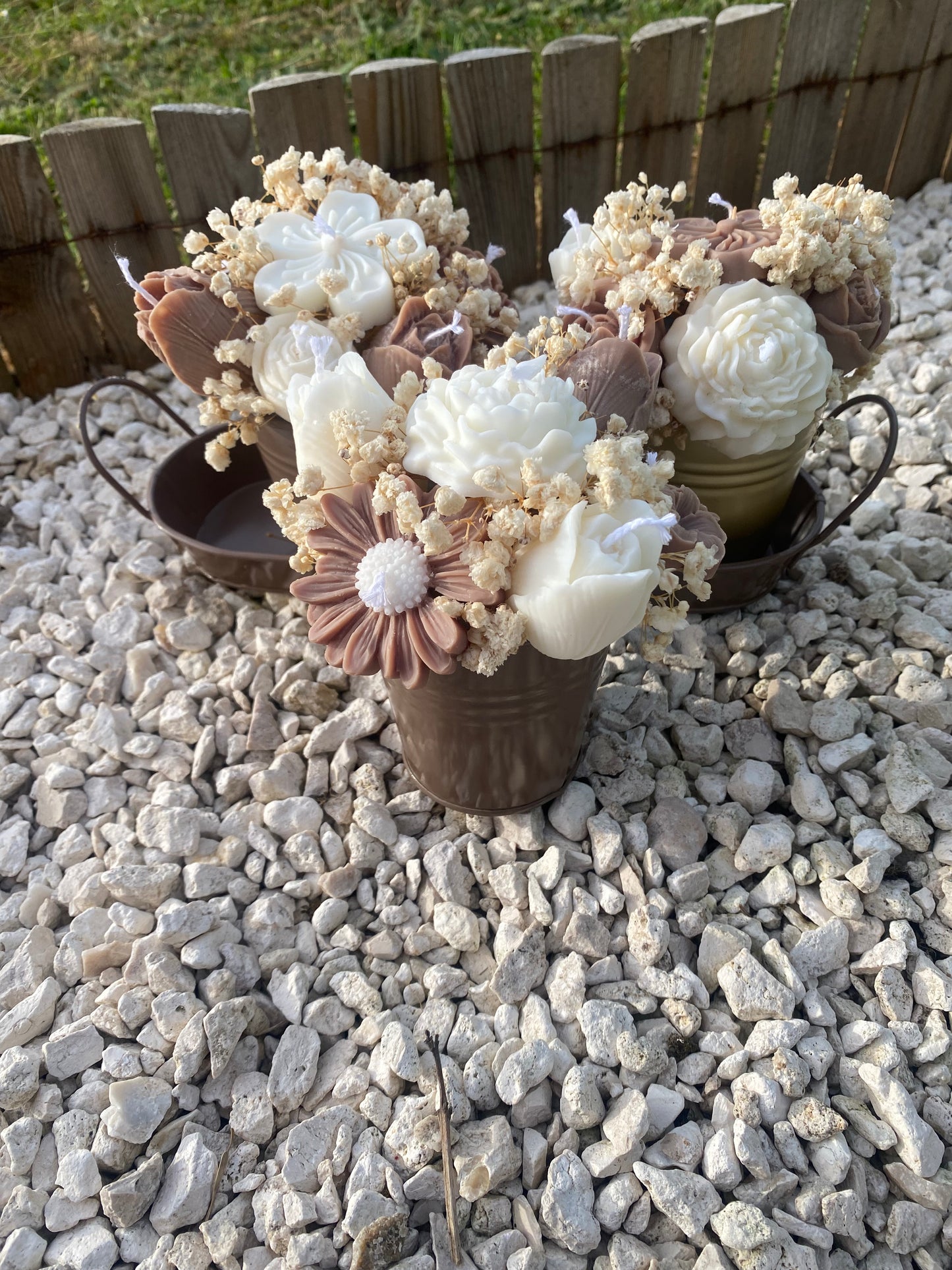 Ensemble de 3 bouquets de bougies parfum fleur de coton