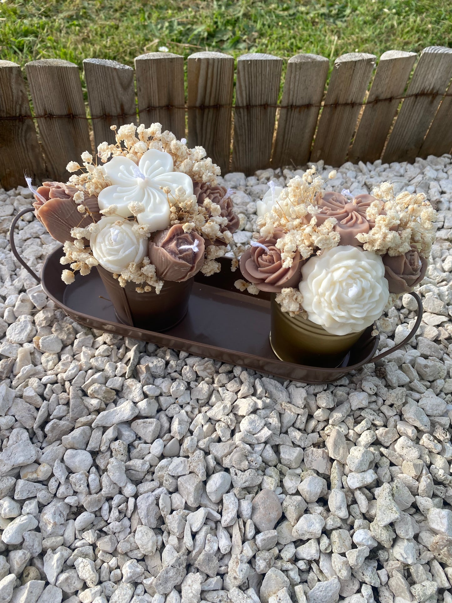 Ensemble de 3 bouquets de bougies parfum fleur de coton