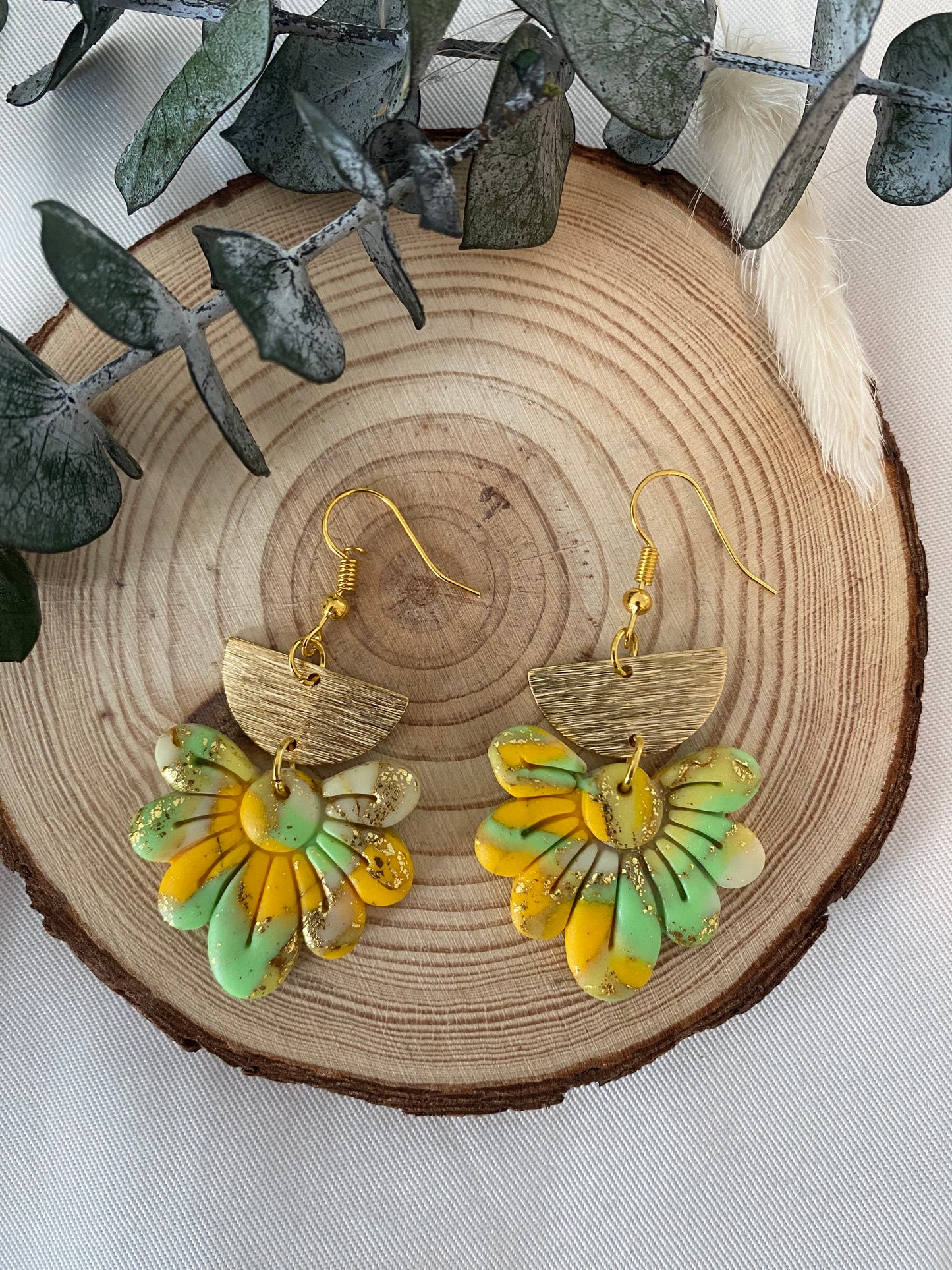 Boucles d’oreilles jaune et verte