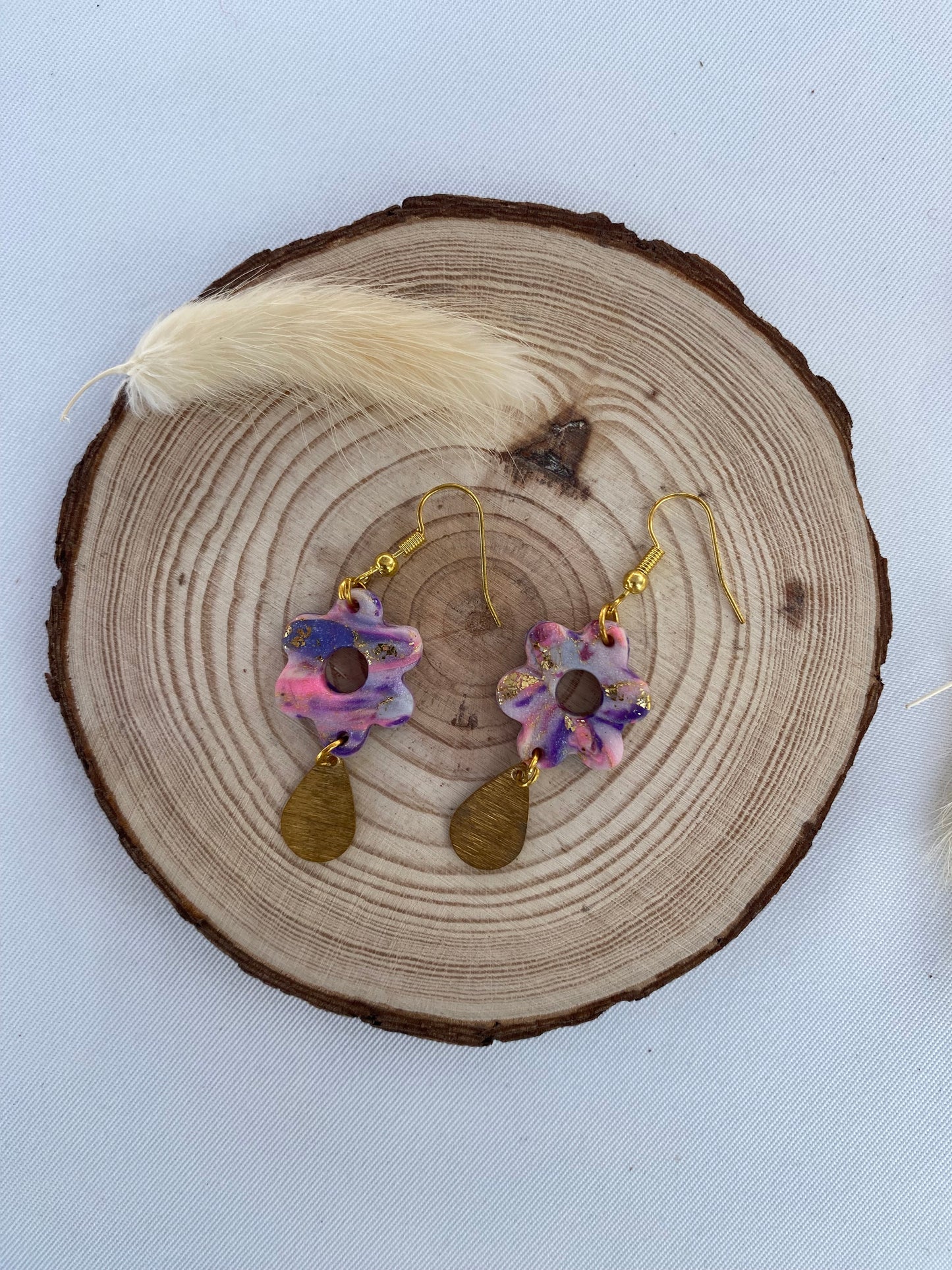 Boucles d’oreilles rose/violet