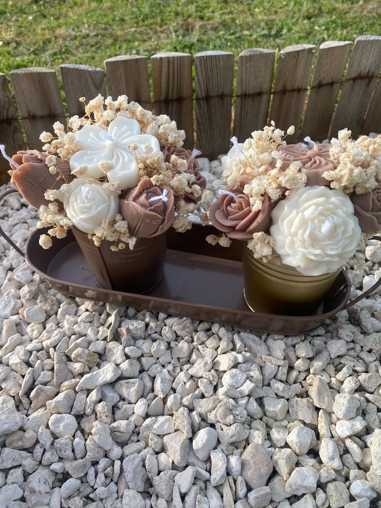 Ensemble de 3 bouquets de bougies parfum fleur de coton