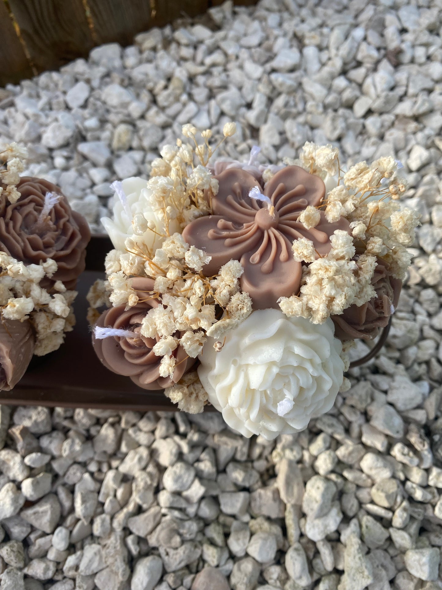 Ensemble de 3 bouquets de bougies parfum fleur de coton