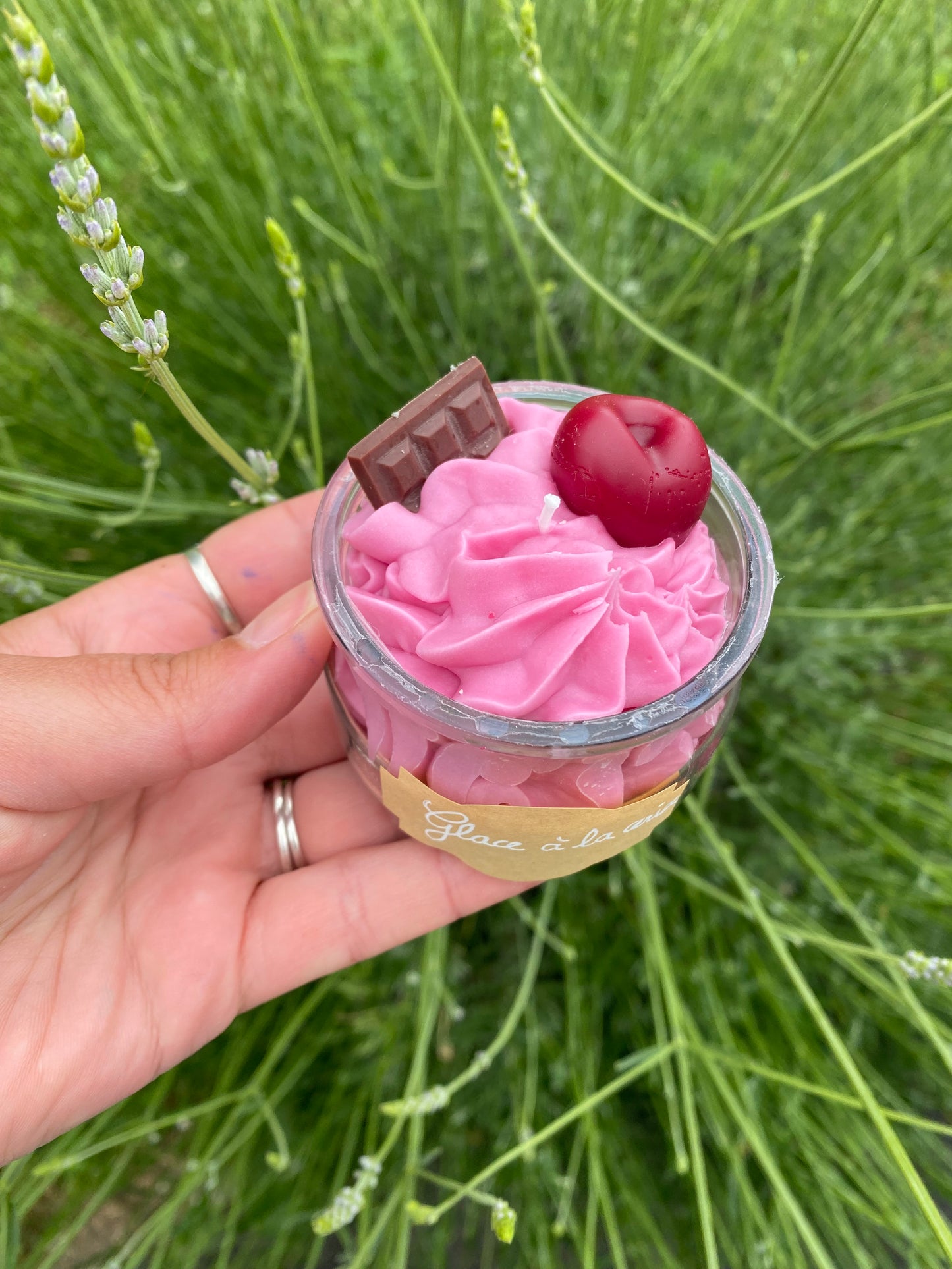 Petite bougie parfum glace cerise