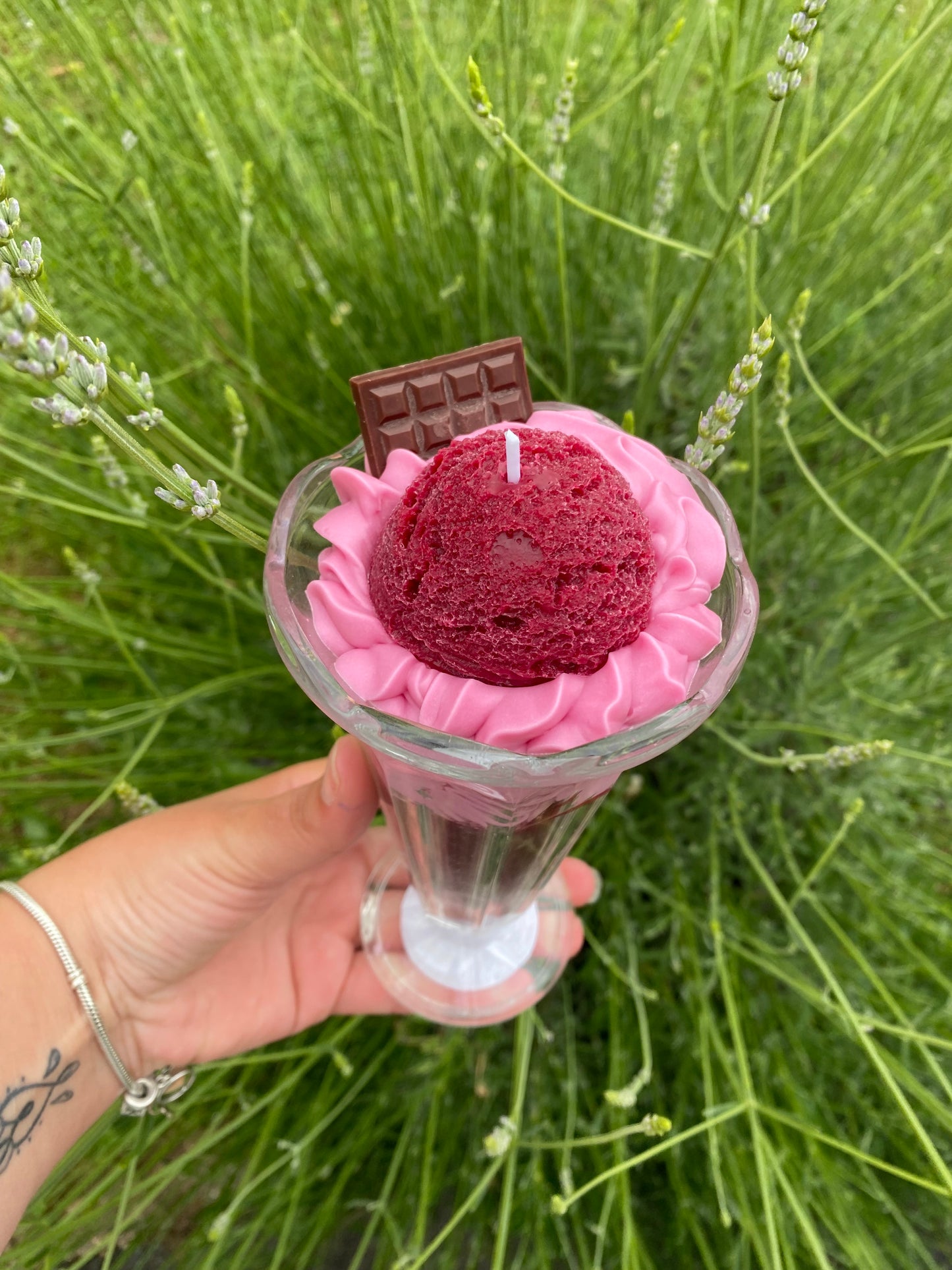 Grande bougie gourmande parfum glace cerise