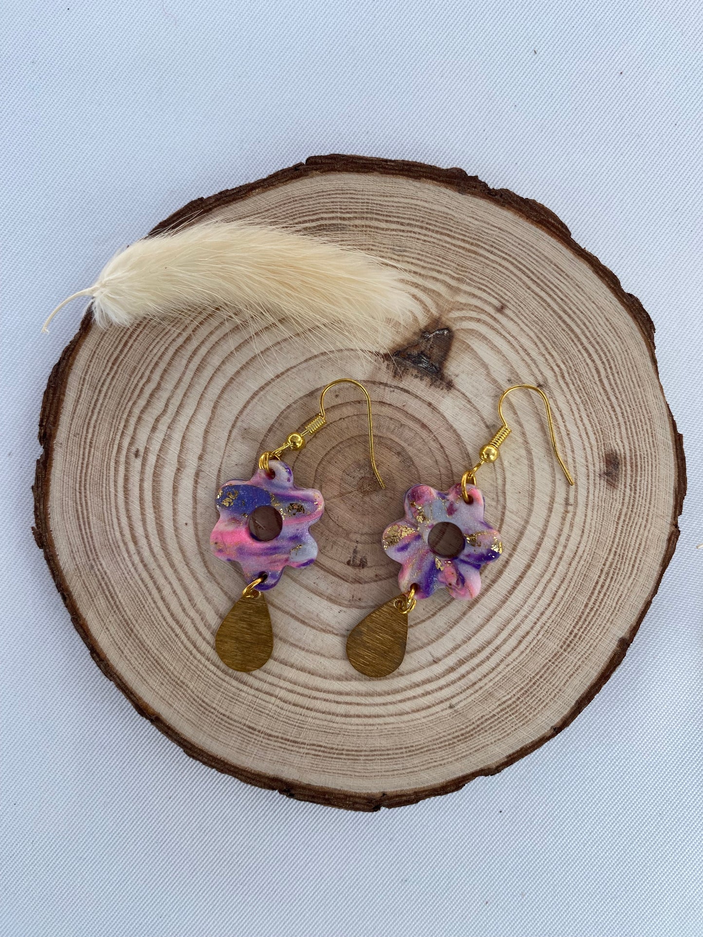 Boucles d’oreilles rose/violet