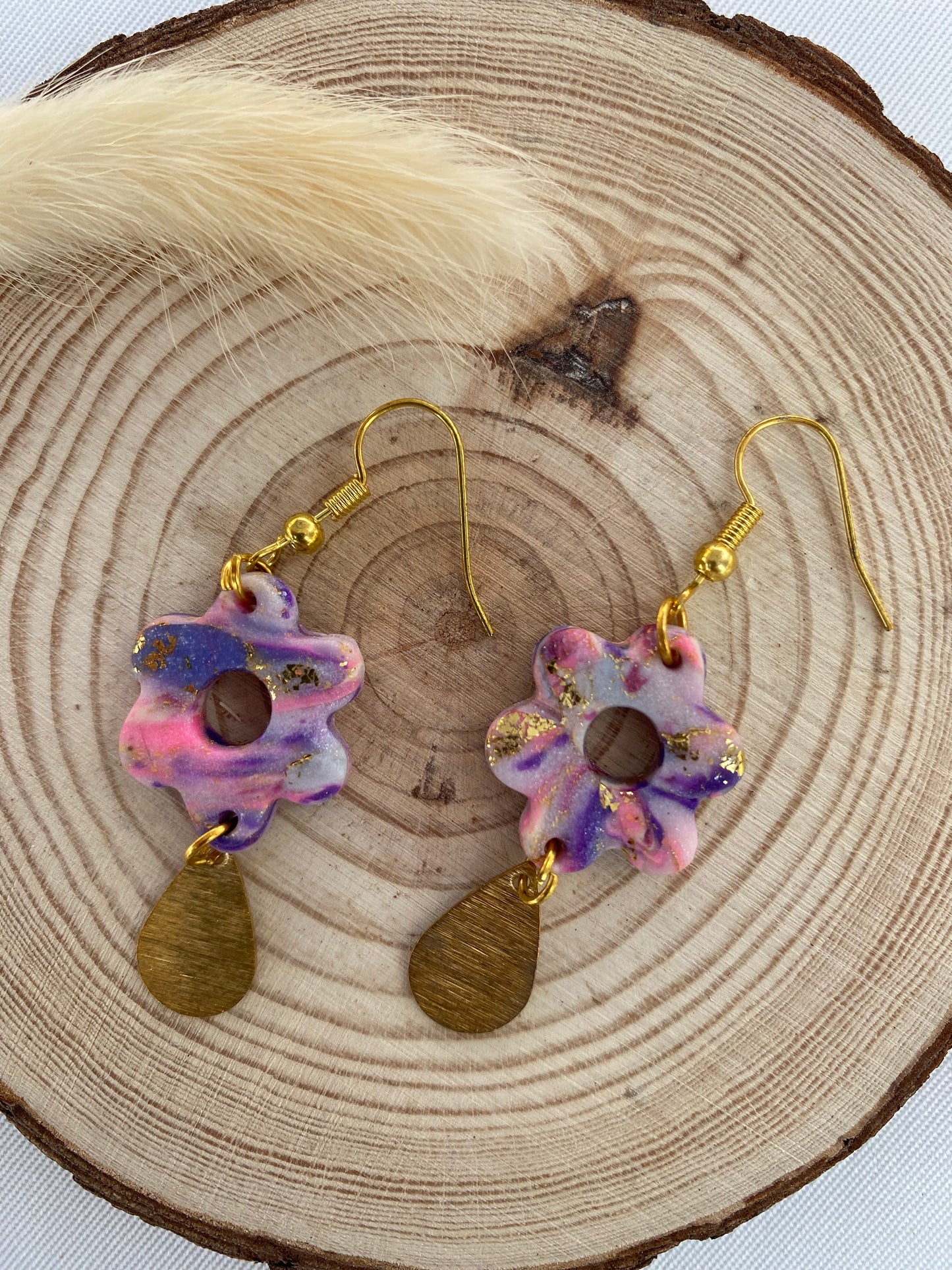 Boucles d’oreilles rose/violet