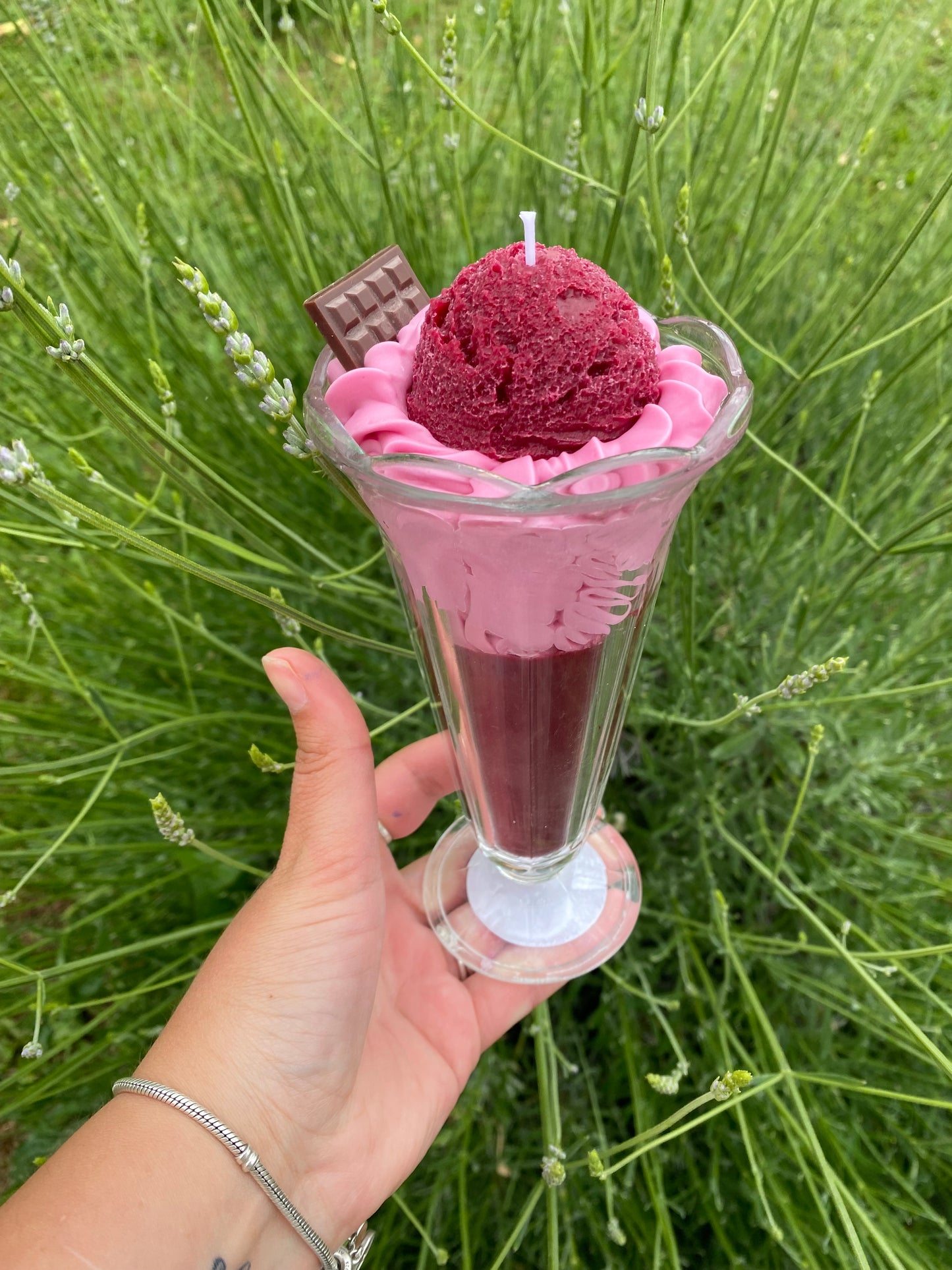 Grande bougie gourmande parfum glace cerise