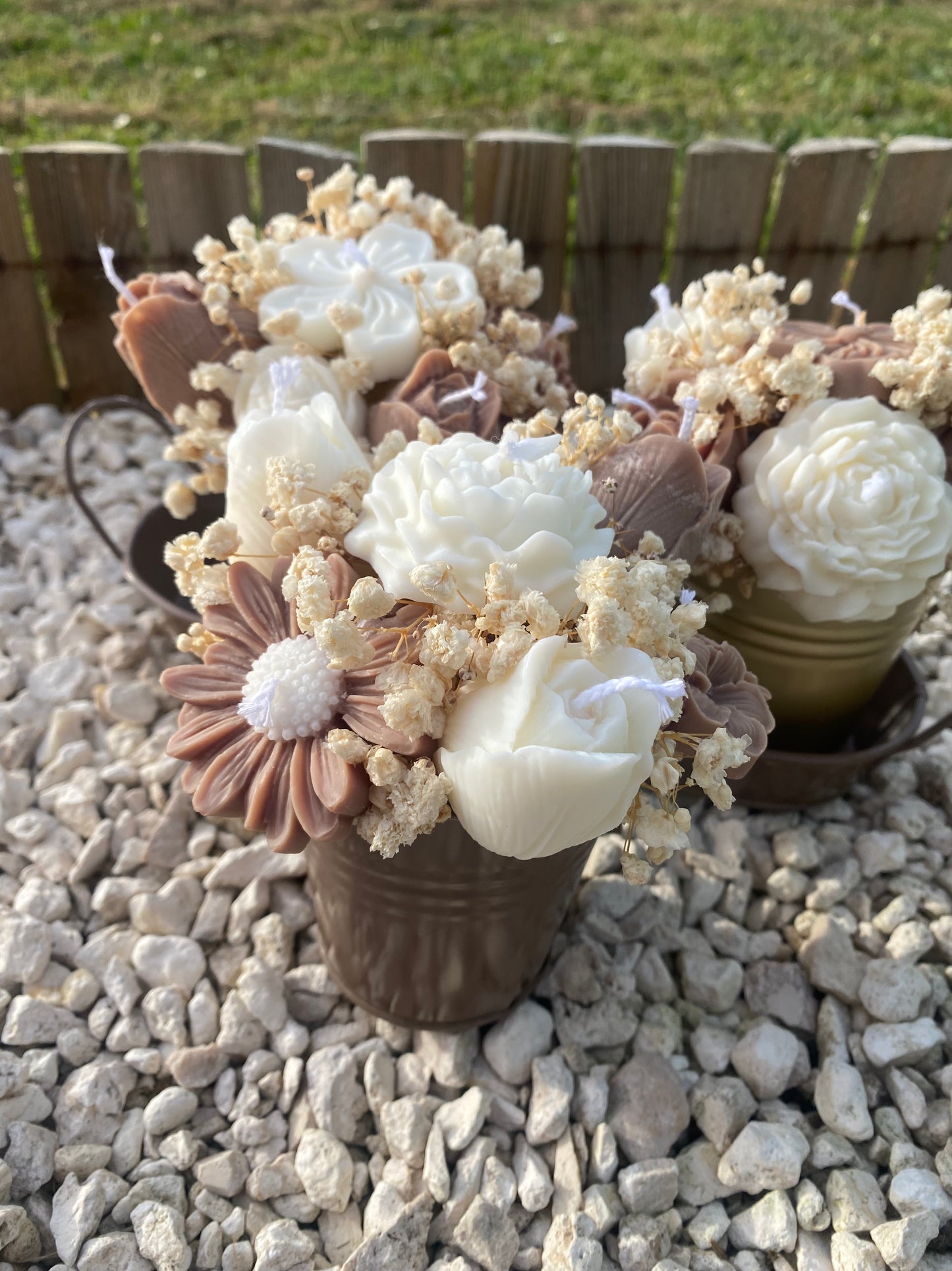 Ensemble de 3 bouquets de bougies parfum fleur de coton